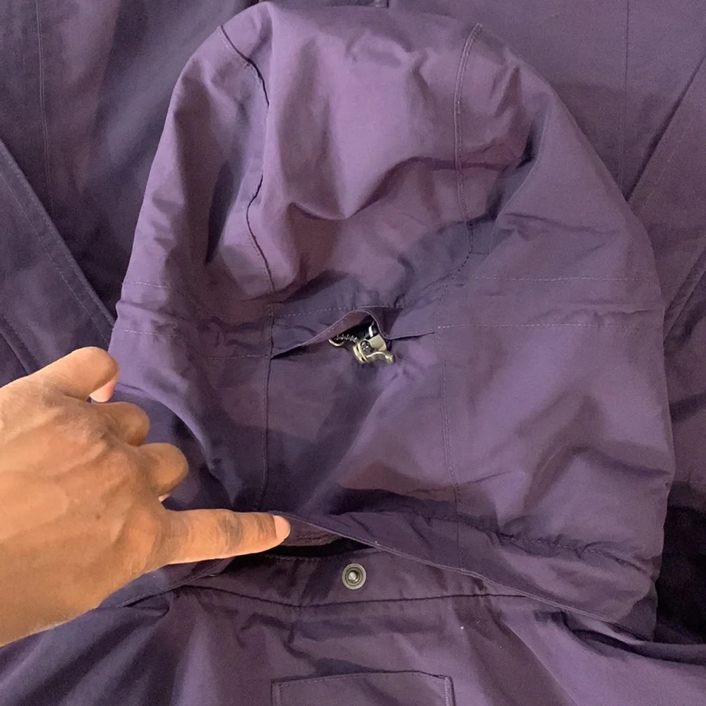 Lands’ End Parka Purple Medium Windbreaker Fleece Lined Full Zip Detachable Hood - Picture 14 of 17